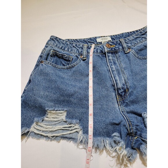 Forever 21 Jean Shorts Womens Fits 28" Distressed High Rise Cut Off Festival - Picture 5 of 7